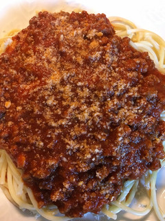A picture of Spaghetti with a Meat Sauce (zucchini).