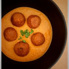 Soya & Veggies Kofta Curry (in Cashew and Melon seeds Gravy) A picture of Soya & Veggies Kofta Curry (in Cashew and Melon seeds Gravy).