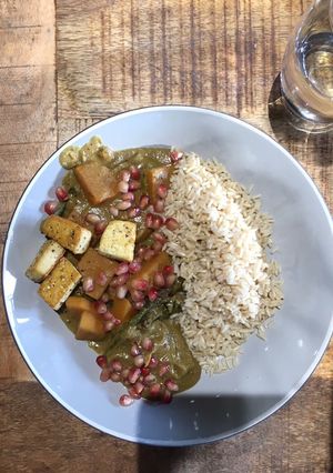 A picture of Vegan Fesenjān inspired stew.