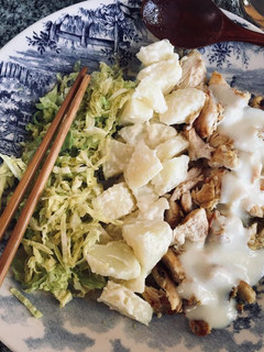 Una foto de Papas mayo con pollo a la plancha