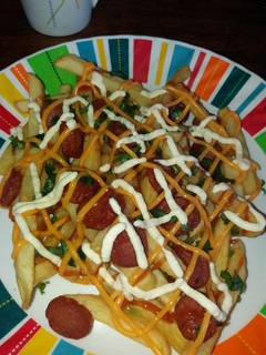 Una foto de Salchipapas locas