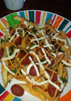 Una foto de Salchipapas locas