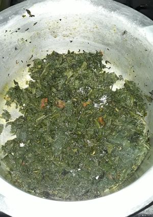 A picture of Pumpkin leaves with Coconut Milk (Lisebebe) #vegetablecontest#.