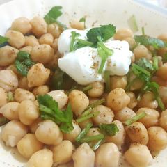 Chickpea yogurt spice salad with herbs and yogurt drink😊 A picture of Chickpea yogurt spice salad with herbs and yogurt drink😊.