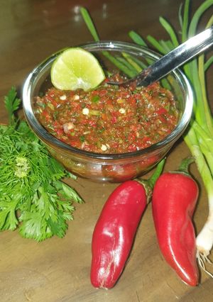 A picture of Fresh herb chutney.
