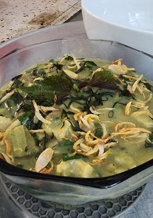 Hình của món Canh chuối tóp mỡ (chuối đánh xéo).