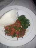 Fried Omena Sukuma wiki and ugali
