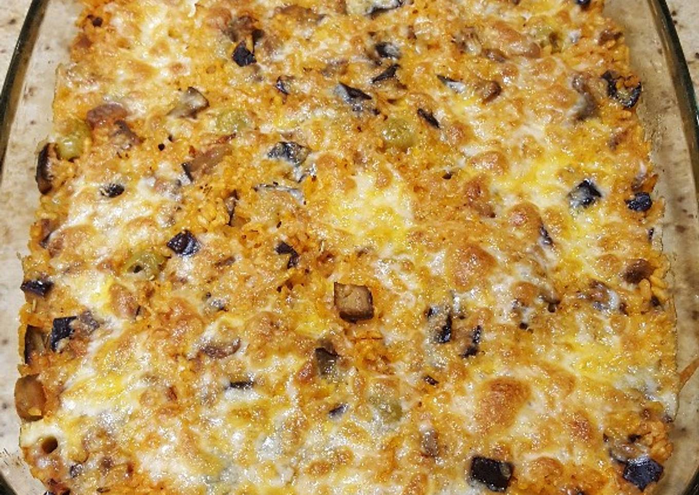 Arroz con berenjena al horno