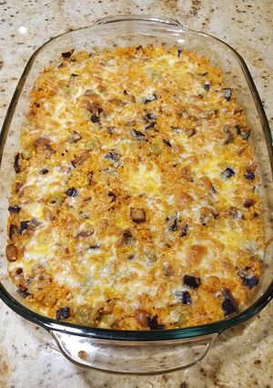 Una foto de Arroz con berenjena al horno