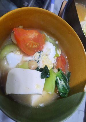 番茄豆腐植物蛋白湯 的食譜成品照片
