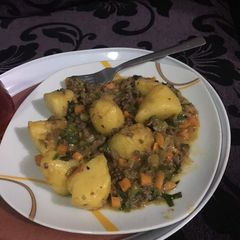 A picture of Irish potato and vegetable porridge.