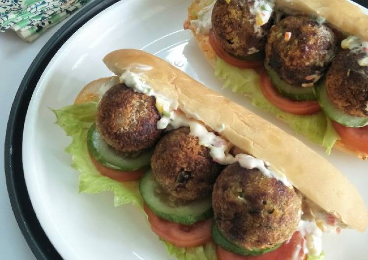 Recipe of Super Quick Homemade Veggie Soya Balls Sub Sandwich