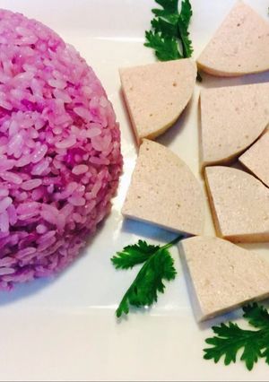 Hình của món Xôi khoai mỡ màu thuỷ chung.