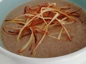 Una foto de crema de hongos portobello