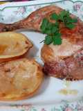 Pollo al brandy y limones asados