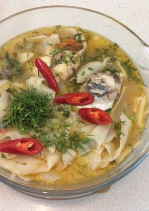 Hình của món Cá hú canh măng chua.