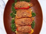 Stuffed baby peppers with date couscous and feta