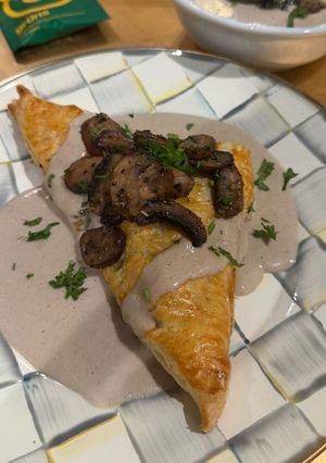 A picture of Chicken Friand with Best Ever Cream of Mushroom Soup.
