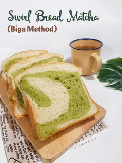 Foto resep Swirl Bread Matcha (Biga method)