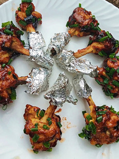 A picture of Chicken wings lollipop in BBQ sauce #kidsrecipecontest.