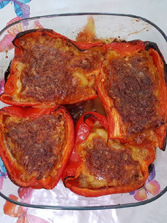 Una foto de Pimientos gratinados al horno