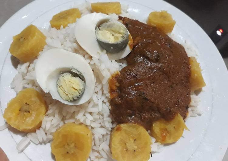 Recipe of Quick Boiled rice and plantain