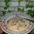 Spaghetti Carbonara with fiber creame