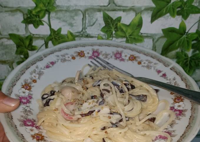 Resep Spaghetti Carbonara with fiber creame