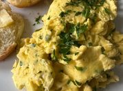 A picture of scrambled eggs