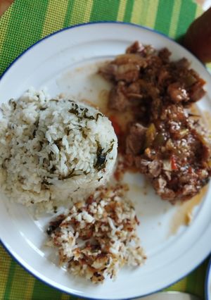 Una foto de Arroz con espinacas