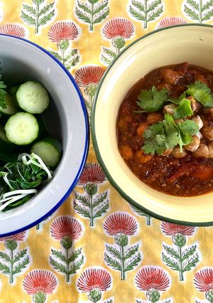 รูปของ น้ำพริกอ่องถั่วลูกไก่🍅🌶️ Tomato and Thai Herbs Chilli Paste with Chickpea🍅🥬🫑