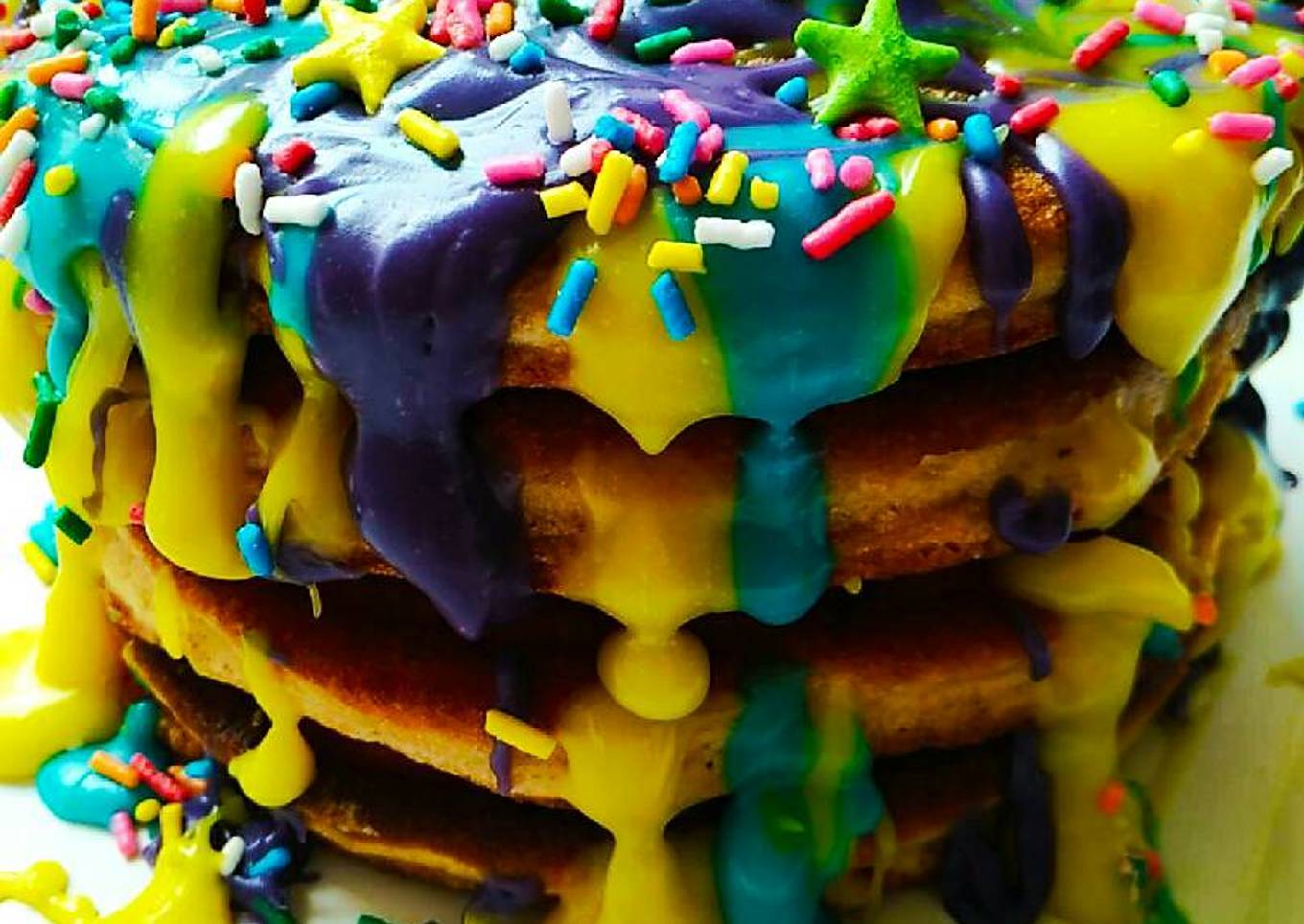 Banana pancakes with chocolate ganache topping