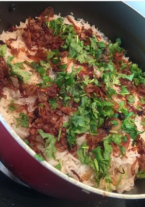 A picture of Prawns Biryani.