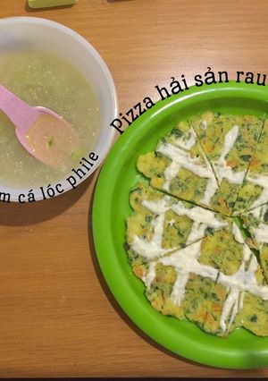 Hình của món Pizza hải sản rau củ sốt phô mai - ăn dặm.