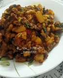 Mushroom potato stir-fry in mustard paste