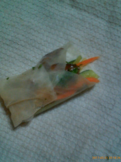 A picture of Rice paper roll with pork.