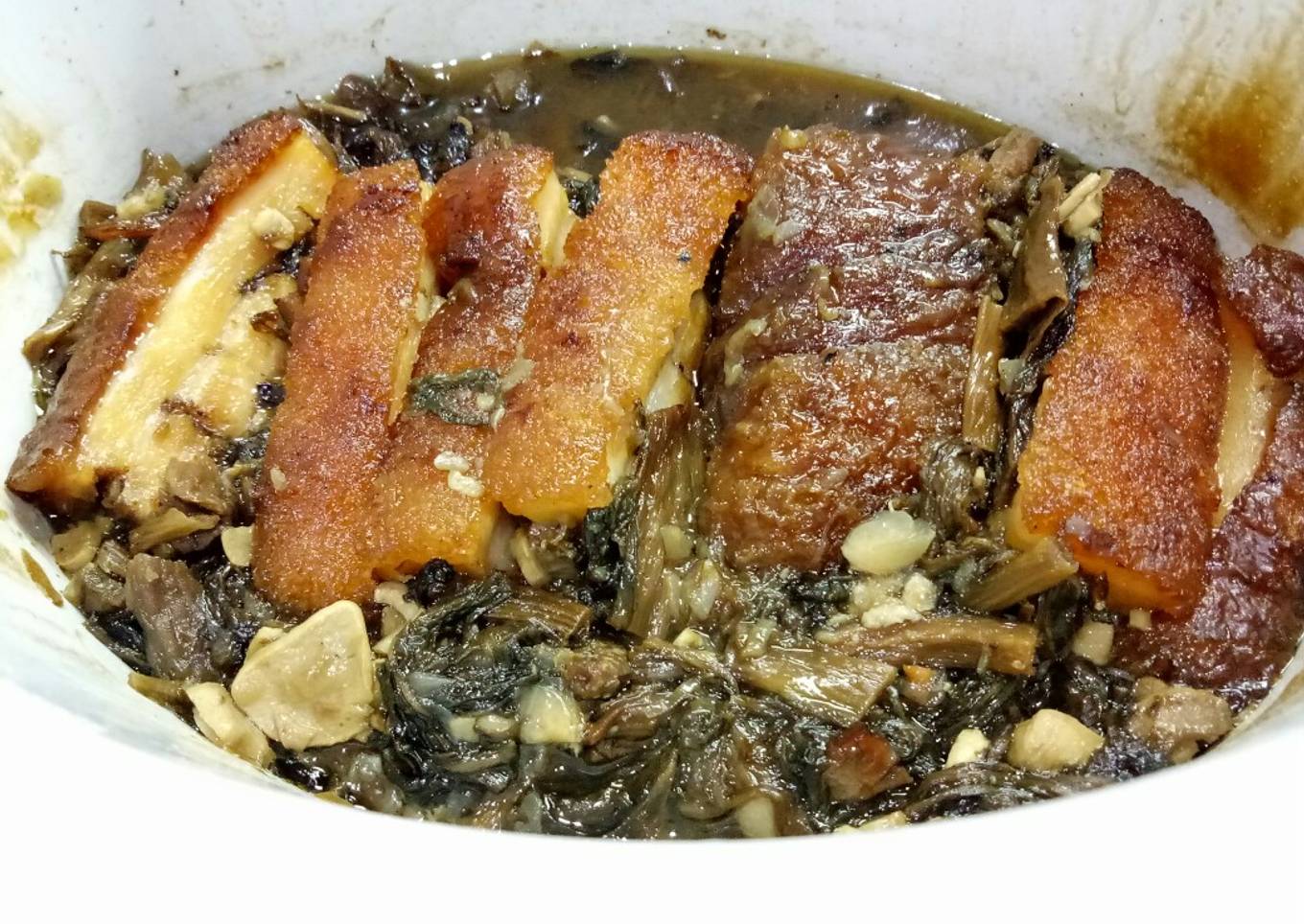 Babi Hong bwe chai (sawi kering) simple cooking nan lezat
