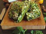 Focaccia di spinaci e il suo pesto con cacioricotta zucchine tajin e limone confit