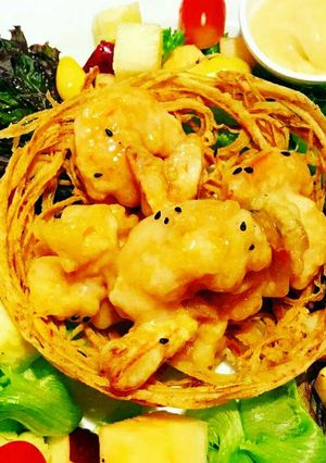 รูปของ สลัดผักผลไม้กุ้งทอดนอนรัง #กินผักรักสุขภาพ7