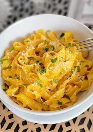 Une photo de Tagliatelles à la crème de potimarron
