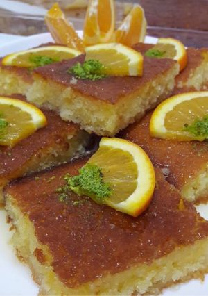 صورة لوصفة بسبوسة بالبرتقال وجوز الهند 🍊🍊🥥🥥