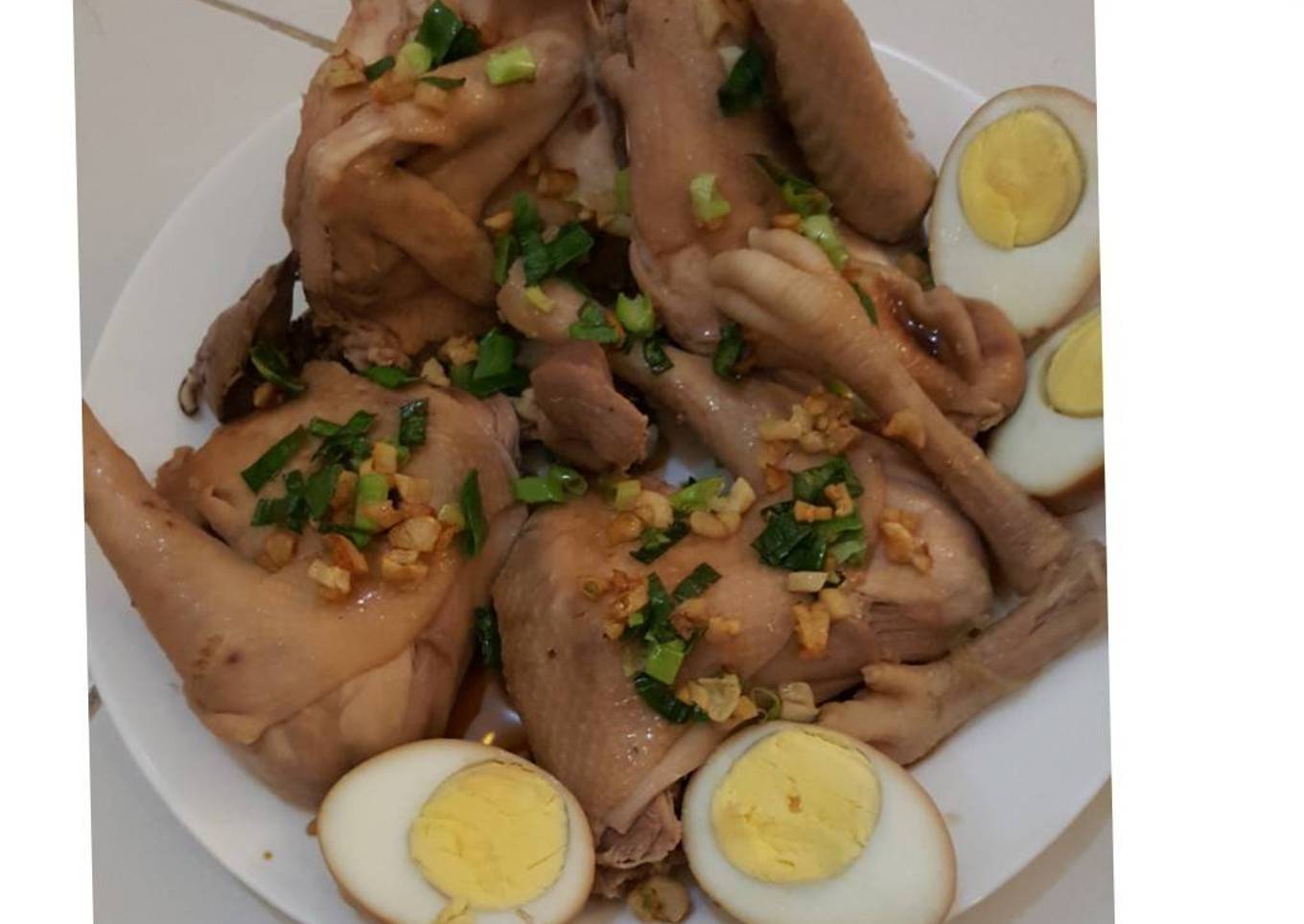 Ayam rebus telur rebus nasi hainam ala pek cam ke rumahan