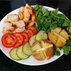 My Roast Chicken slices & Roast Jacket Potato Salad 🤩 A picture of My Roast Chicken slices & Roast Jacket Potato Salad 🤩.