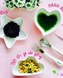 Cơm gạo đen canh mồng tơi ức gà xào gừng tươi