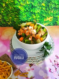 Foto resep 471. 🍲 Sup Udang Sosis Fusilli