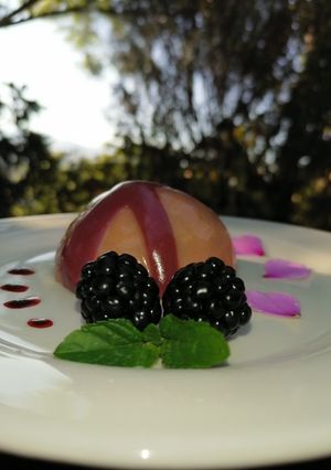 Una foto de Mousse con glaseado espejo y jelly
