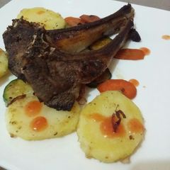 A picture of Pan fried Goat ribs.