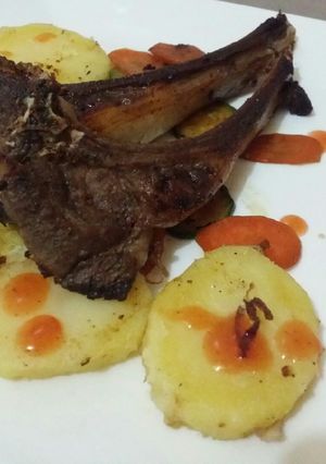 A picture of Pan fried Goat ribs.