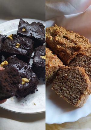 Una foto de Brownie en Sartén Versus Banana Bread /Pan de Banana