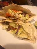 Pita sandwich stuffed with leftover pork shoulder